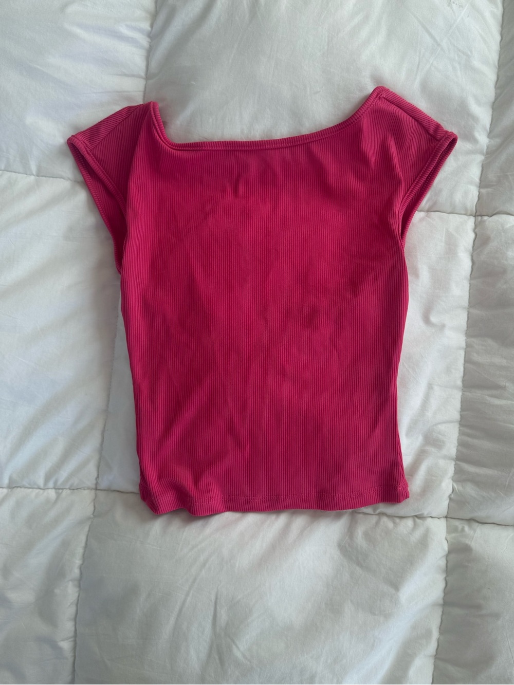 Ribbed Square Neck backless Crop Top - Pink